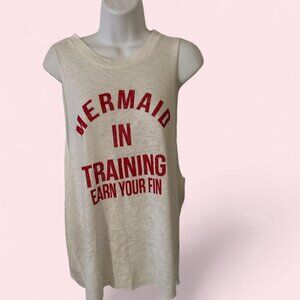 Women's Cream and White Muscle Top